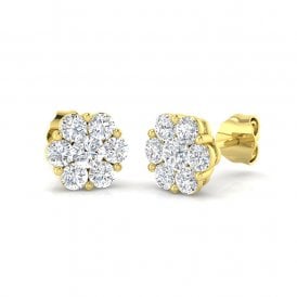 9ct Lab Grown Diamond Cluster Earrings .97ct