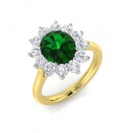 9ct Lab Grown Diamond & Emerald Cluster Ring 2.42ct