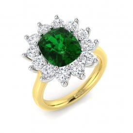 9ct Lab Grown Diamond & Emerald Cluster Ring 3.82ct