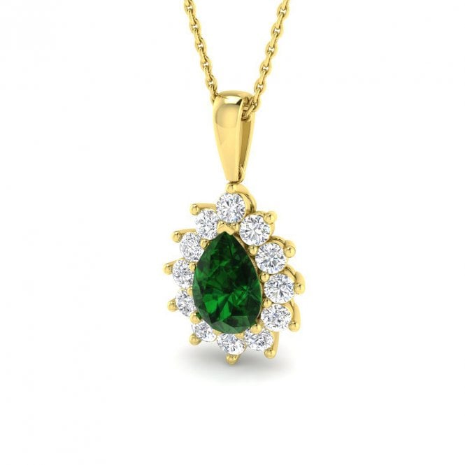 Lowry Diamonds 9ct Lab Grown Diamond & Emerald Necklace 1.97ct