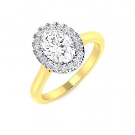 9ct Lab Grown Diamond Oval Halo Ring 1.22ct Certified Centre 1.02ct, E / VS1