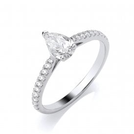 9ct Lab Grown Diamond Pear Solitaire Ring 0.75ct Certified D/E VS1