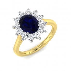 9ct Lab Grown Diamond & Sapphire Cluster Ring 0.60ct (1.63ct Sapphire)