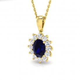9ct Lab Grown Diamond & Sapphire Necklace 1.40ct