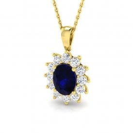 9ct Lab Grown Diamond & Sapphire Necklace 2.11ct