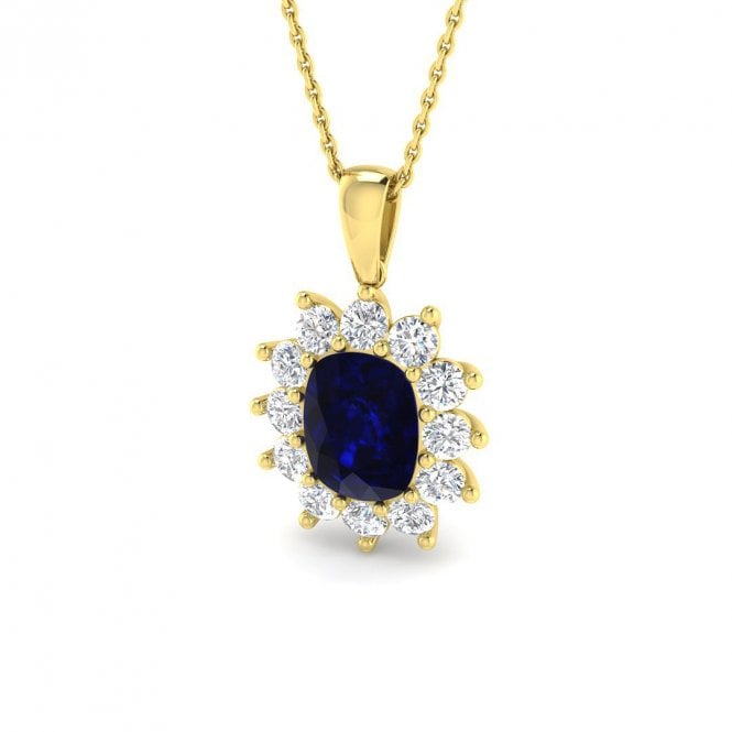 Lowry Diamonds 9ct Lab Grown Diamond & Sapphire Necklace 3.79ct