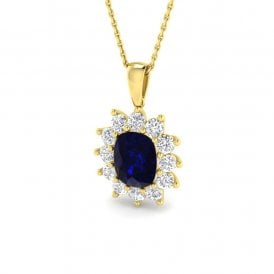 9ct Lab Grown Diamond & Sapphire Necklace 3.79ct