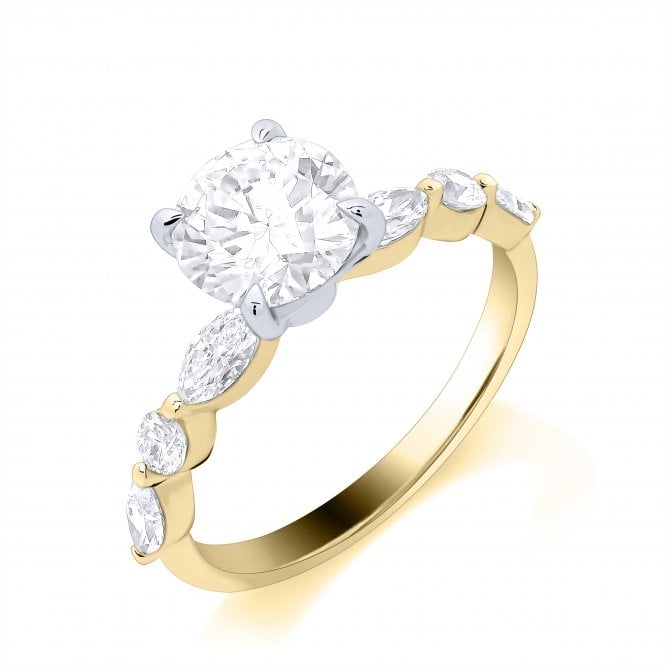 Lowry Diamonds 9ct Lab Grown Diamond Solitaire Fancy Shoulder Ring 2.60ct Certified Centre 1.10CT E/F , VS1