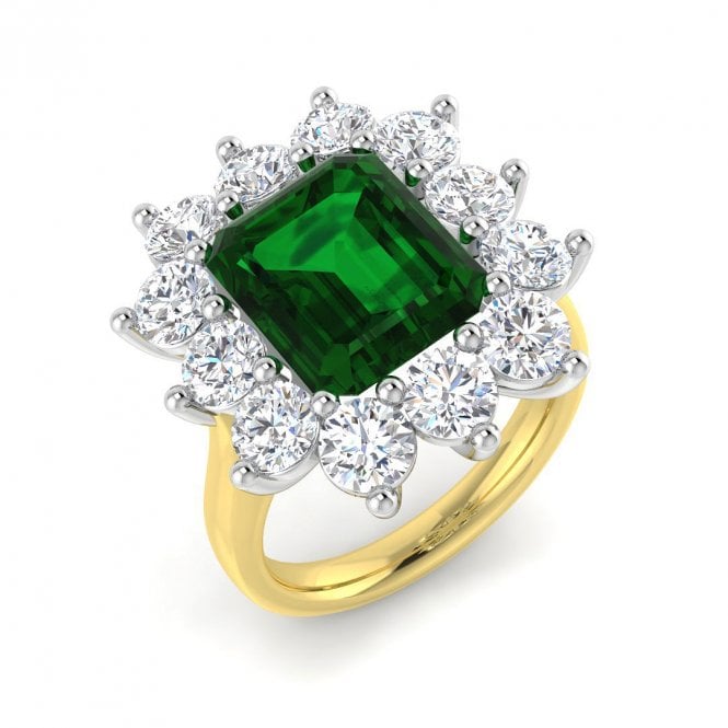 Lowry Diamonds 9ct Lab Grown Emerald & Diamond Cluster Ring Dia 2.81ct , Emer 4.42ct