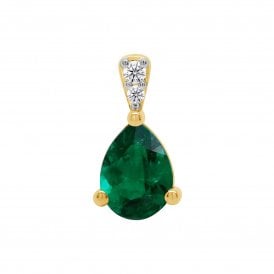 9ct Lab Grown Emerald & Diamond Pendant & Chain 0.04ct