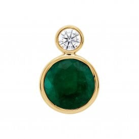 9ct Lab Grown Emerald & Diamond Pendant & Chain 0.10ct