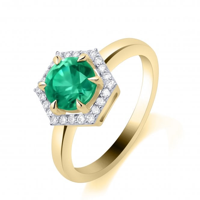 Lowry Diamonds 9ct Lab Grown Emerald & Diamond Ring 0.10ct Emerald 0.79ct
