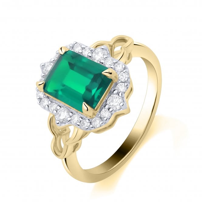 Lowry Diamonds 9ct Lab Grown Emerald & Diamond Ring 0.25ct Emerald 1.43ct