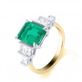 9ct Lab Grown Emerald & Diamond Ring 0.62ct Emerald 2.24ct