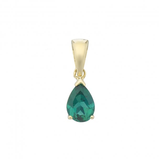9ct Lab Grown Emerald Pendant & Chain