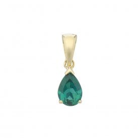 9ct Lab Grown Emerald Pendant & Chain