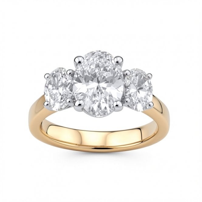 Lowry Diamonds 9ct Lab Grown Oval Diamond 3 Stone Ring 2.32ct Certified E/F , VS1