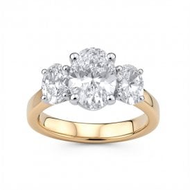 9ct Lab Grown Oval Diamond 3 Stone Ring 2.32ct Certified E/F , VS1