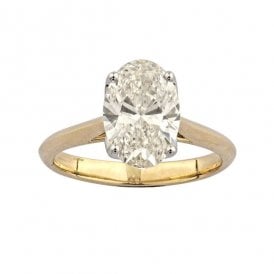 9ct Lab Grown Oval  Diamond Solitaire Ring 2.04ct Certified E/F , VS1