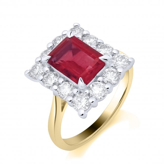 Lowry Diamonds 9ct Lab Grown Ruby & Diamond Cluster Ring 1.00ct Ruby 1.98ct
