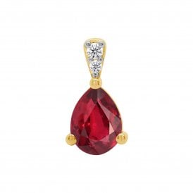 9ct Lab Grown Ruby & Diamond Pendant & Chain 0.04ct