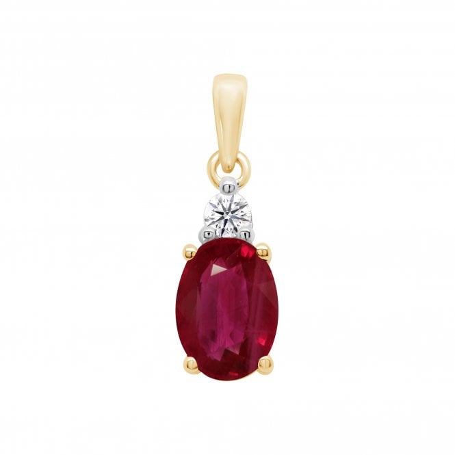 Lowry Diamonds 9ct Lab Grown Ruby & Diamond Pendant & Chain 0.05ct