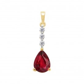 9ct Lab Grown Ruby & Diamond Pendant & Chain 0.15ct