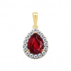 9ct Lab Grown Ruby & Diamond Pendant & Chain 0.25ct