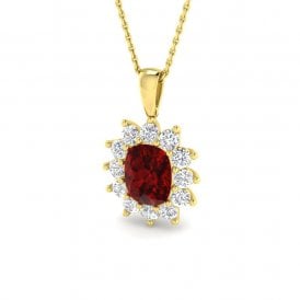 9ct Lab Grown Ruby & Diamond Pendant & Chain Dia 1.01ct , Ruby 2.75ct