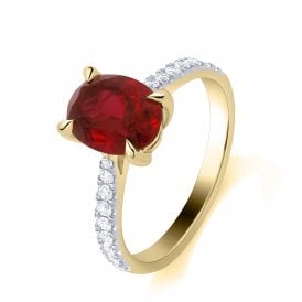 9ct Lab Grown Ruby & Diamond Ring 0.16ct Ruby 1.91ct