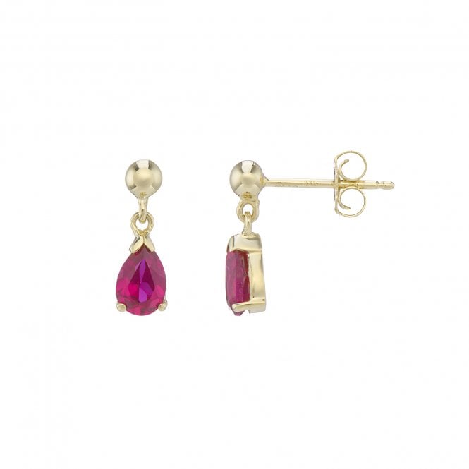 Lowry Gold 9ct Lab Grown Ruby Earrings