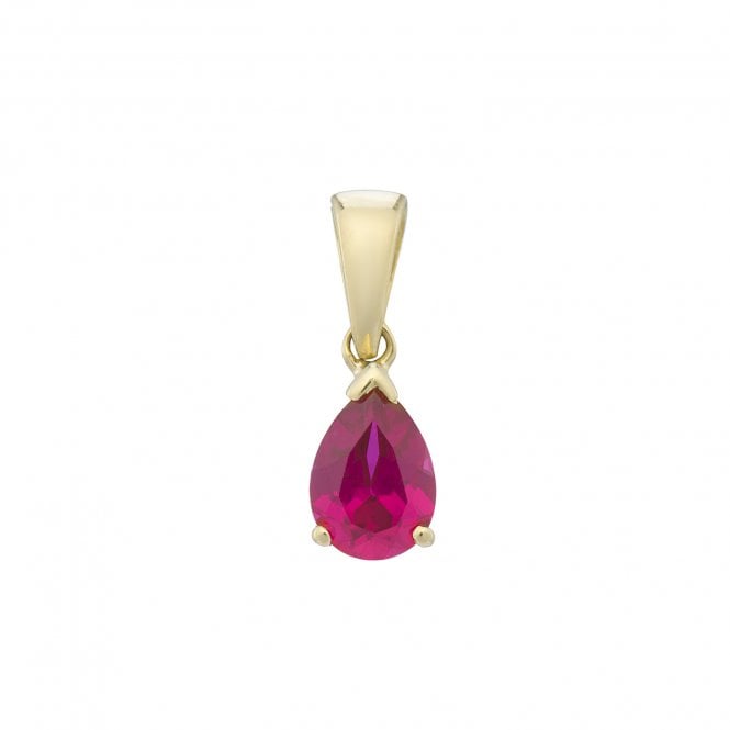 Lowry Gold 9ct Lab Grown Ruby Pendant & Chain