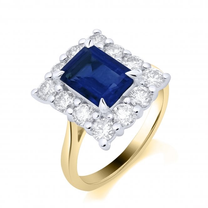 Lowry Diamonds 9ct Lab Grown Sapphire & Diamond Cluster Ring 1.00ct Sapphire 1.99ct