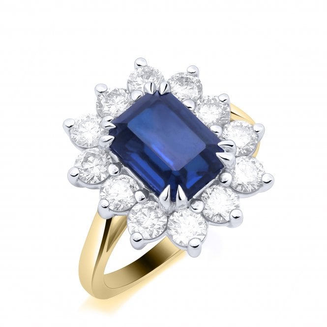 Lowry Diamonds 9ct Lab Grown Sapphire & Diamond Cluster Ring 1.00ct Sapphire 2.03ct