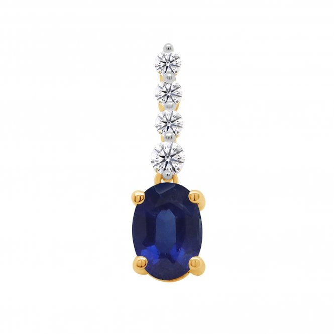 Lowry Diamonds 9ct Lab Grown Sapphire & Diamond Pendant & Chain 0.15ct