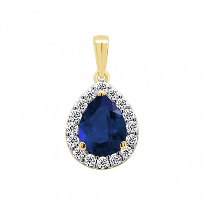 Lowry Diamonds 9ct Lab Grown Sapphire & Diamond Pendant & Chain 0.25ct