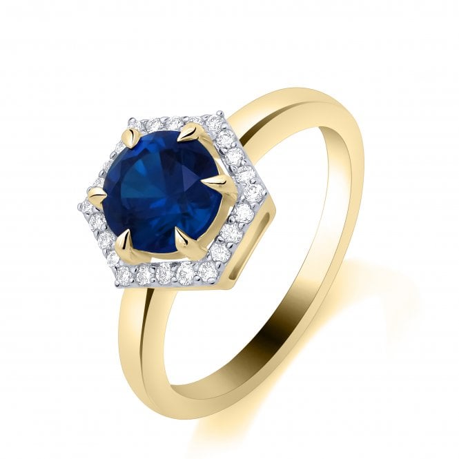 Lowry Diamonds 9ct Lab Grown Sapphire & Diamond Ring 0.10ct Sapphire 1.13ct