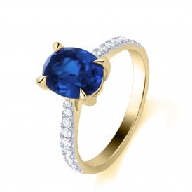 9ct Lab Grown Sapphire & Diamond Ring 0.16ct Sapphire  1.62ct