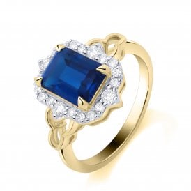 9ct Lab Grown Sapphire & Diamond Ring 0.25ct Sapphire  1.99ct
