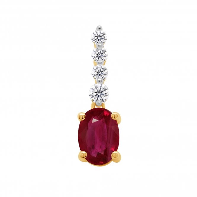Lowry Diamonds 9ct Lab Ruby & Diamond Necklace
