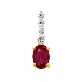 9ct Lab Ruby & Diamond Necklace