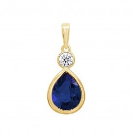 9ct Lab Sapphire & Diamond Necklace