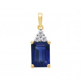 9ct Lab Sapphire & Diamond Necklace