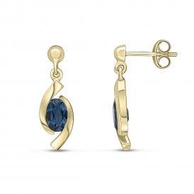 9ct London Blue Topaz Drop Earrings