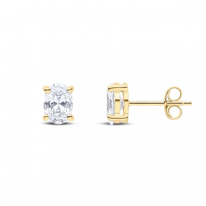 Lowry Gold 9ct Oval 7x5mm Cz Stud Earrings