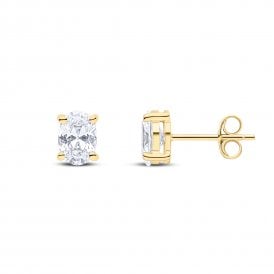 9ct Oval 7x5mm Cz Stud Earrings