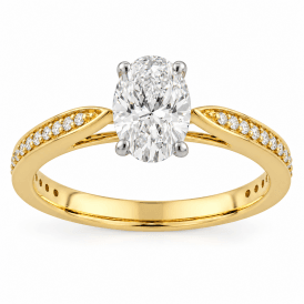 9ct Oval Lab Grown Diamond Solitaire Ring 1.24ct. Cerified E/F , VS1 (Centre 1.02ct)