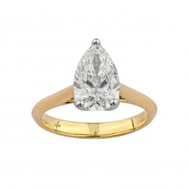 9ct Pear Cut Lab Grown Diamond Solitaire Ring 2.03ct Certified E/F , VS1