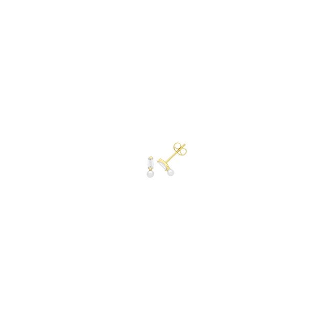 Lowry Gold 9ct Pearl CZ Stud Earrings