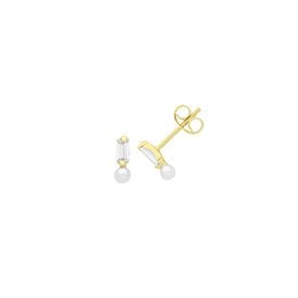 9ct Pearl CZ Stud Earrings